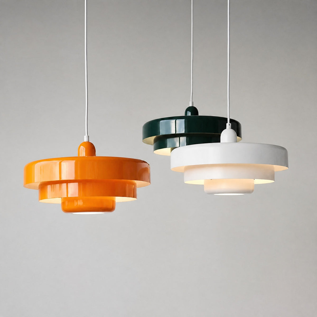 Tiered Metal Pendant Light with Layered Disc Shade Design - Pendant Light Fixtures - Green - Oaksoho