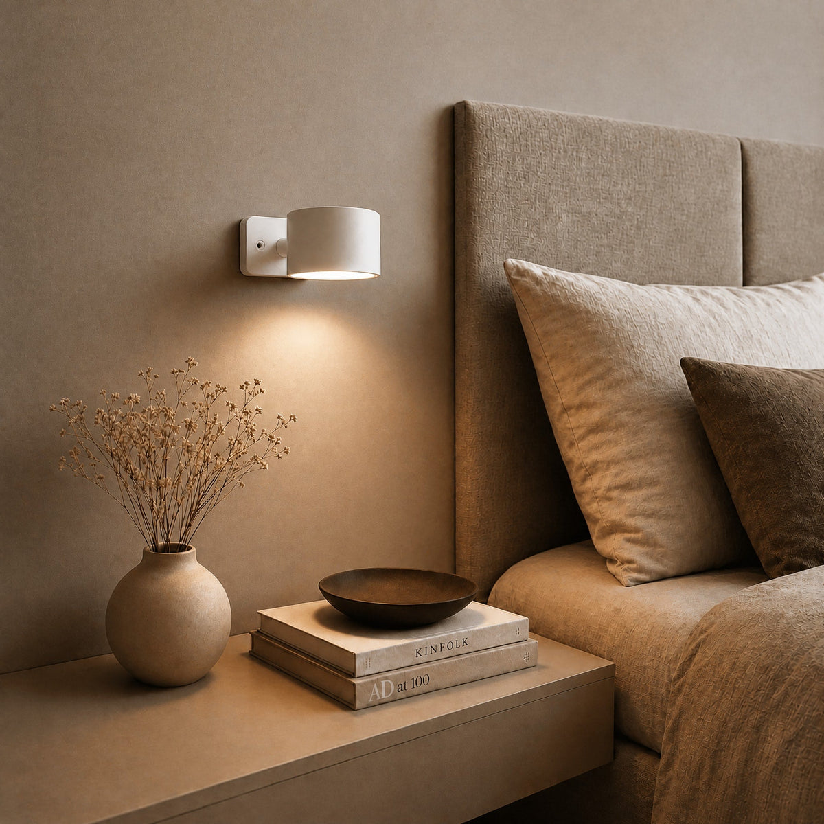 Touch Control Wall Light with Adjustable Cylinder Shade - Wall Light Fixtures - White - Oaksoho