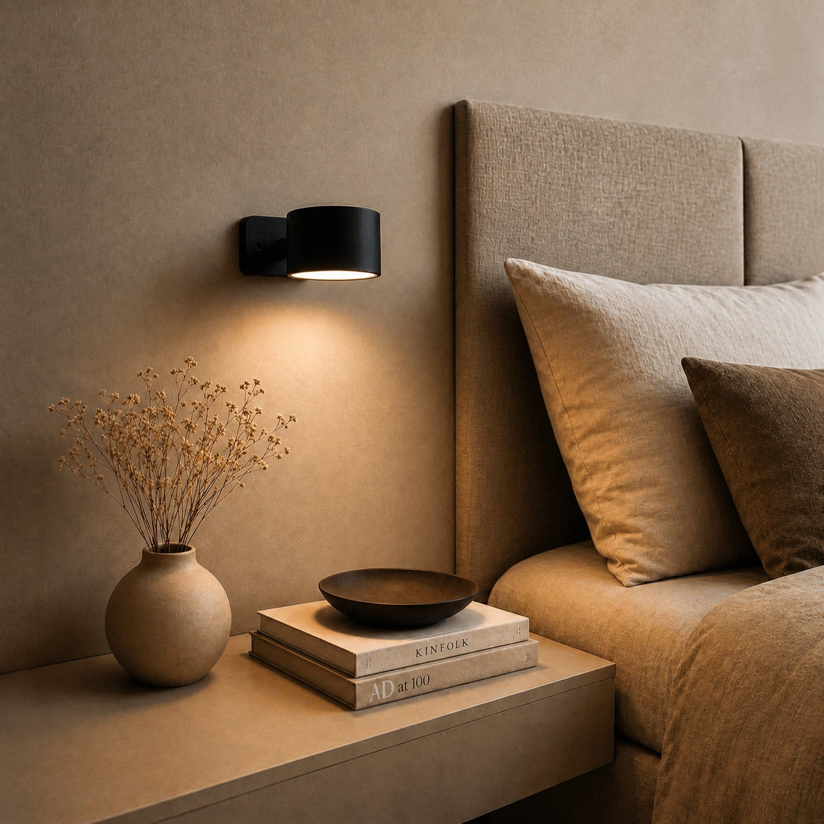 Touch Control Wall Light with Adjustable Cylinder Shade - Wall Light Fixtures - Black - Oaksoho