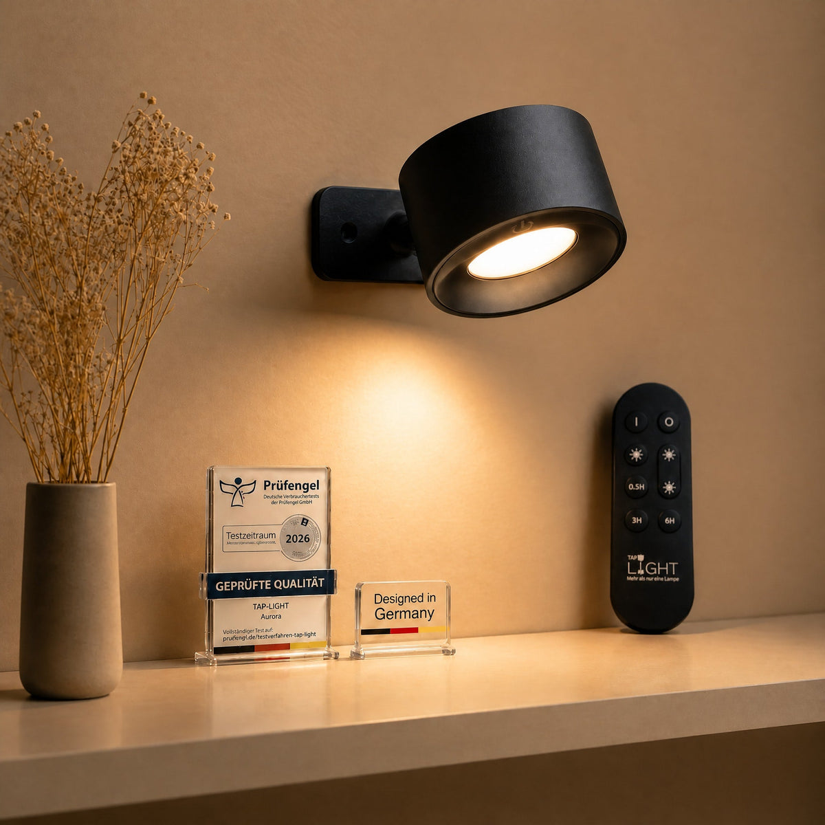 Touch Control Wall Light with Adjustable Cylinder Shade - Wall Light Fixtures - Black - Oaksoho