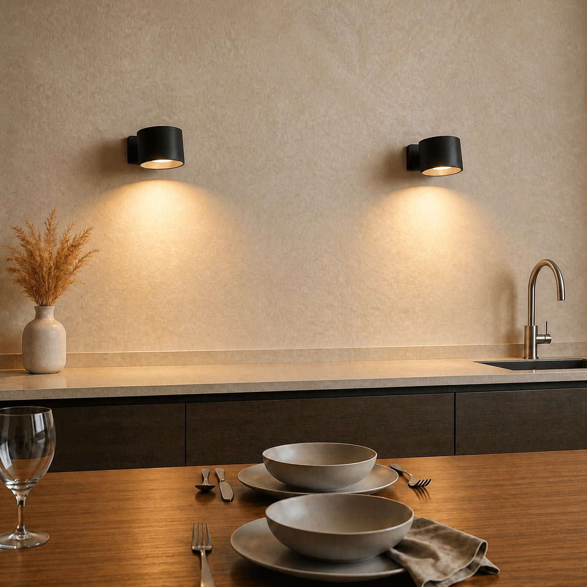 Touch Control Wall Light with Adjustable Cylinder Shade - Wall Light Fixtures - Black - Oaksoho