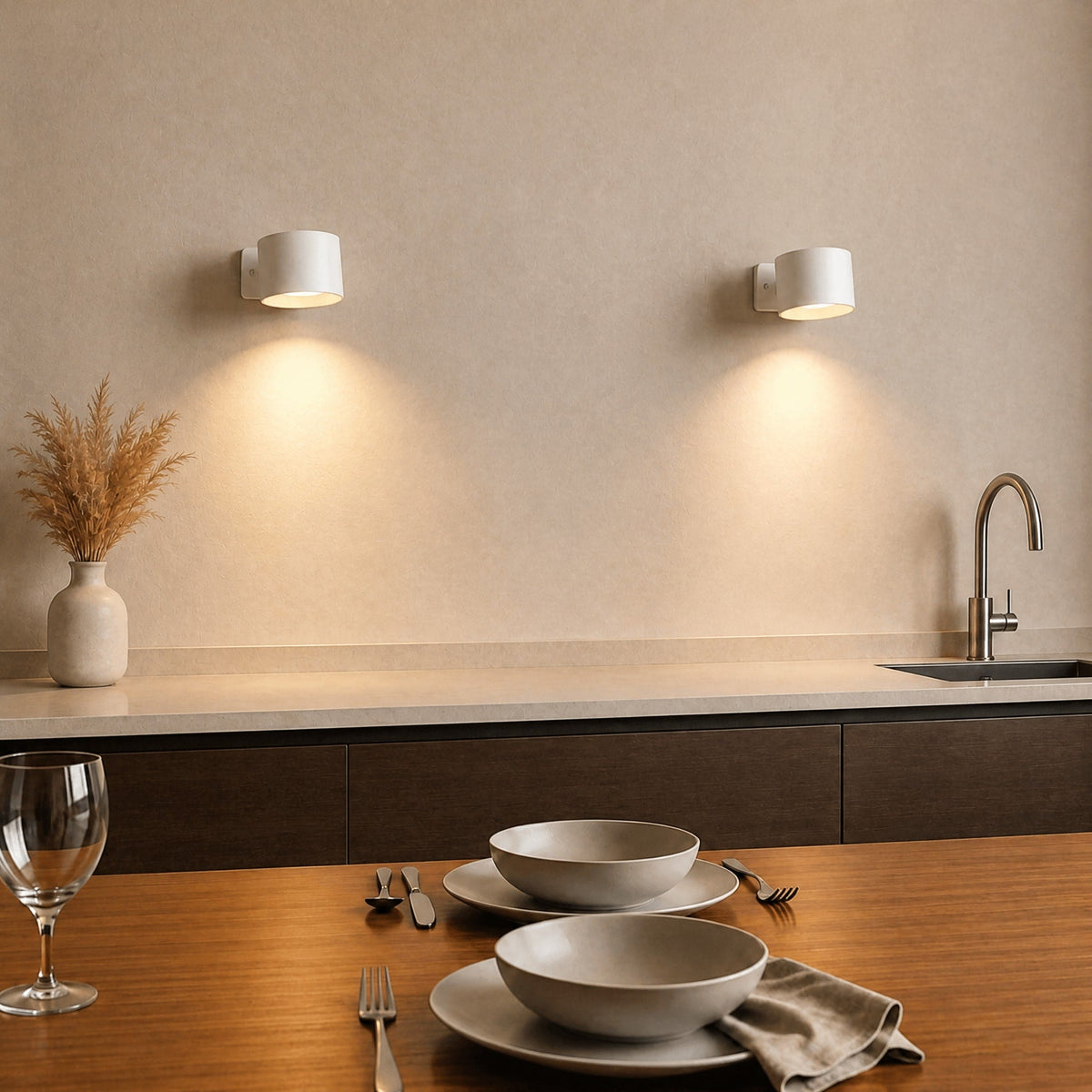 Touch Control Wall Light with Adjustable Cylinder Shade - Wall Light Fixtures - White - Oaksoho