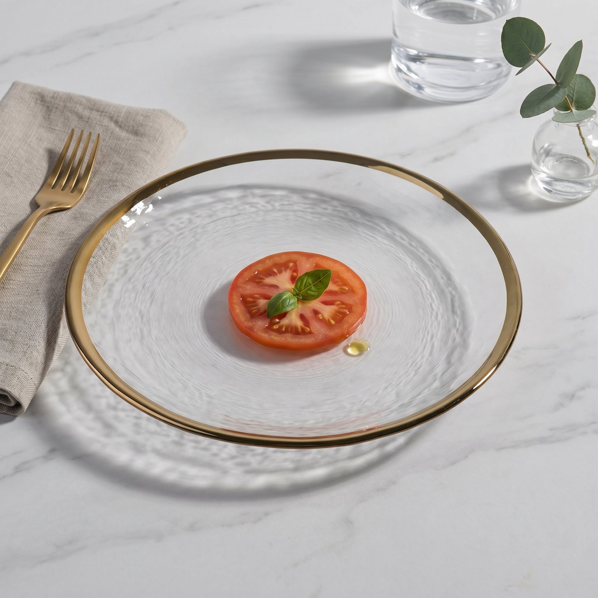 Transparent Tableware with Gold Rim - Tableware - 12.6 cm - Oaksoho