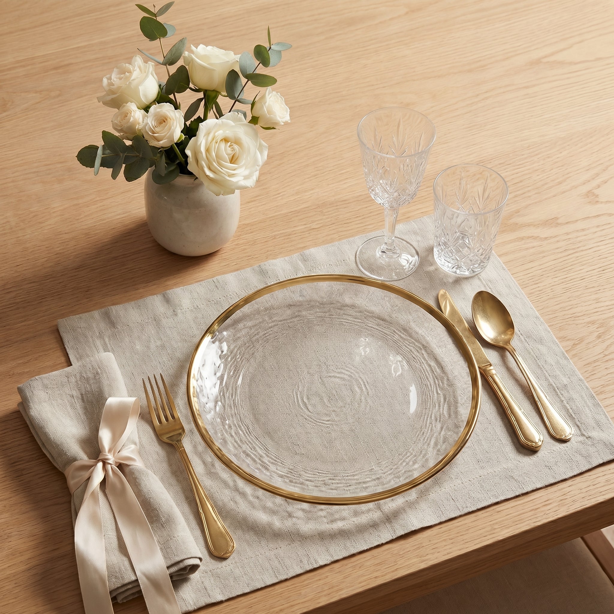 Transparent Tableware with Gold Rim - Tableware - 12.6 cm - Oaksoho