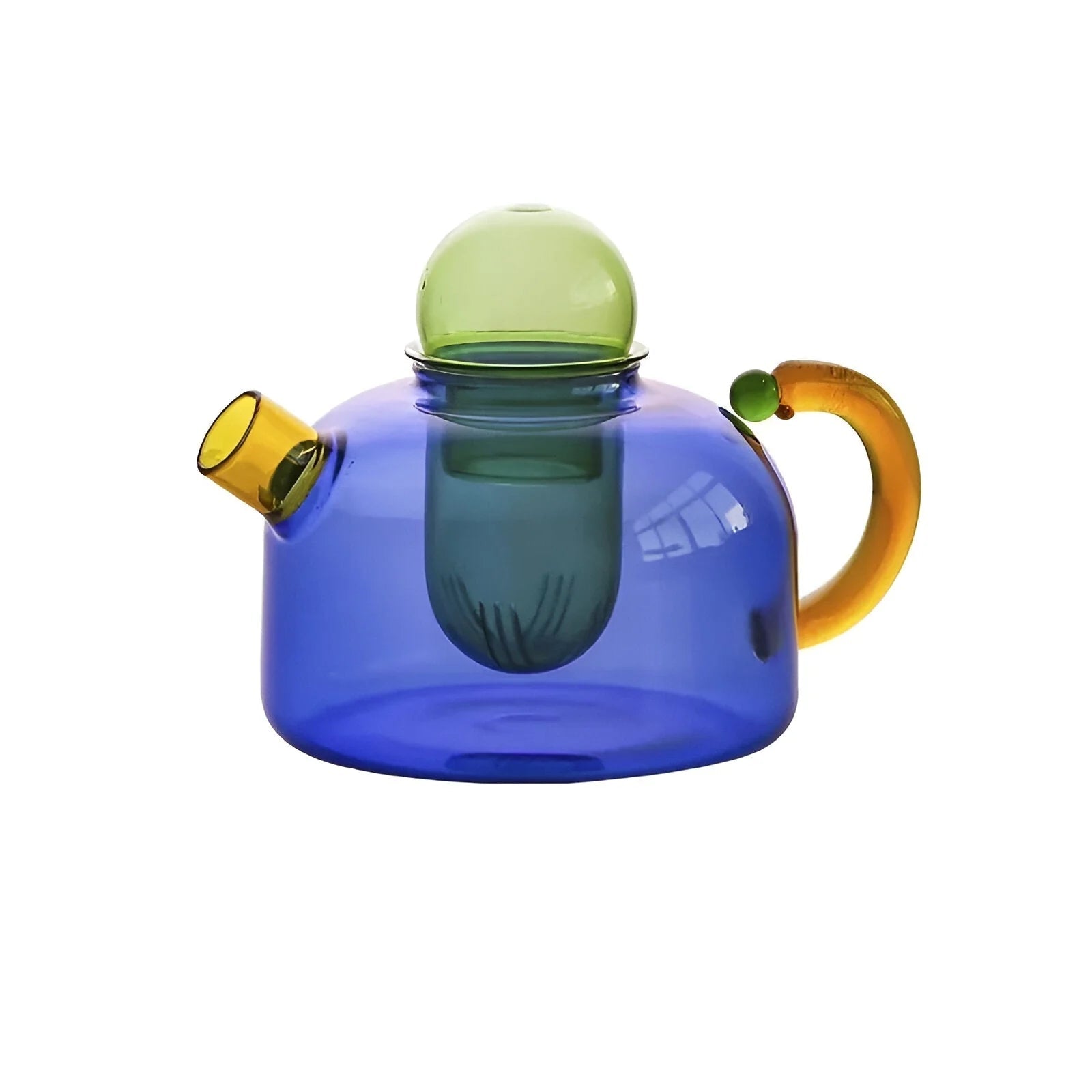 Transparent Teapot with Cups made of Borosilicate Glass - Blue - Oaksoho