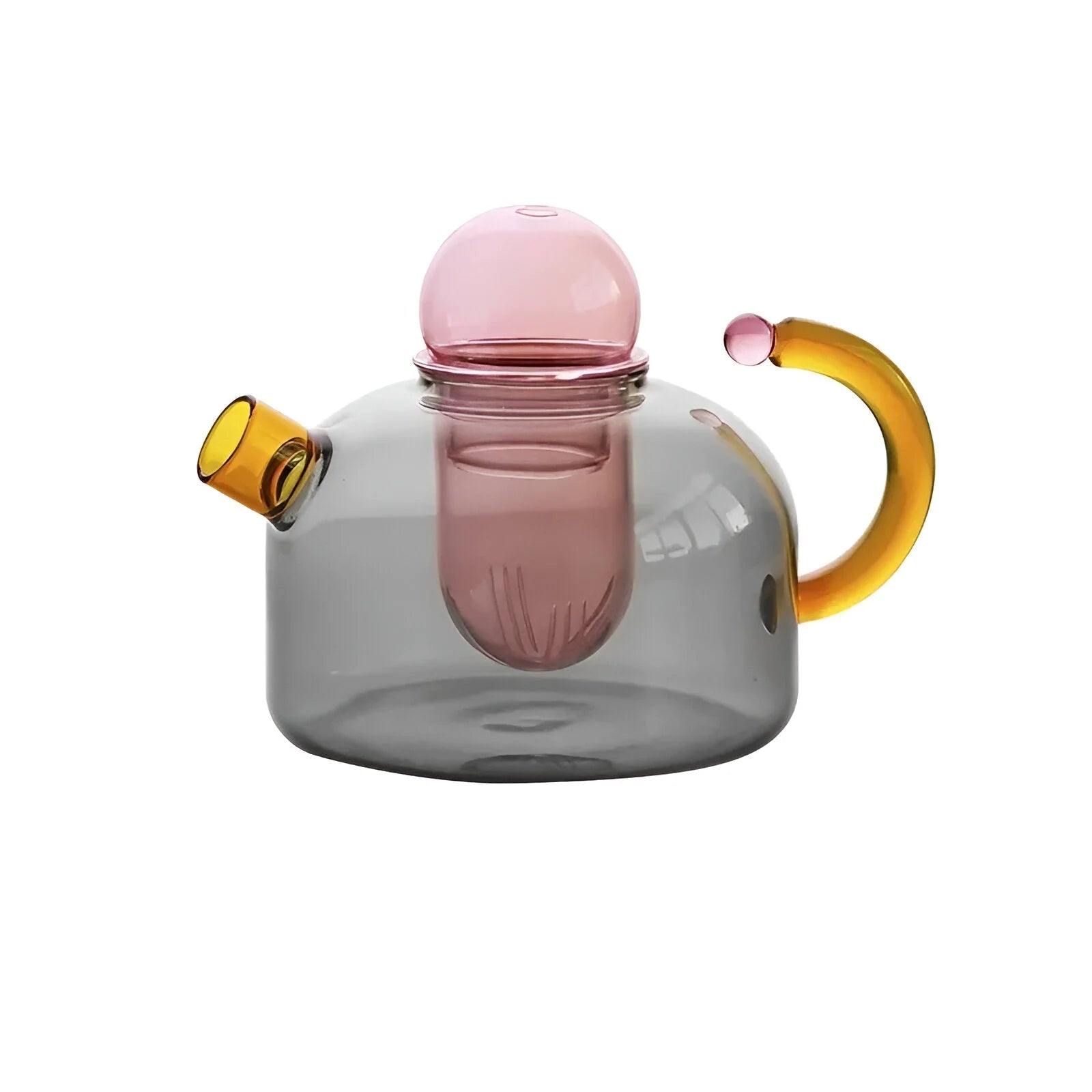 Transparent Teapot with Cups made of Borosilicate Glass - Grey - Oaksoho