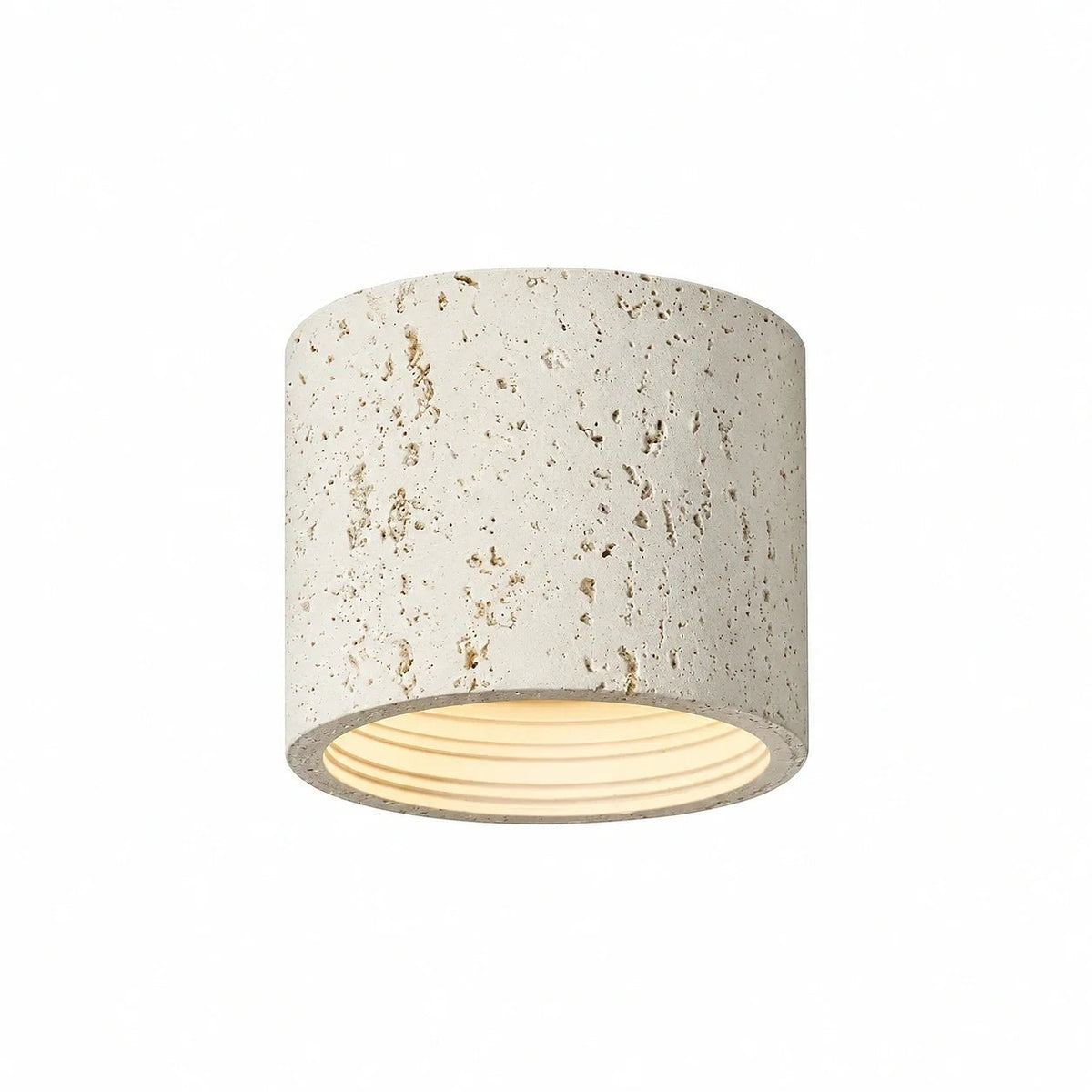 Travertine Effect Cylinder Ceiling Light Flush Mount - Ceiling Light Fixtures - White - Oak Soho