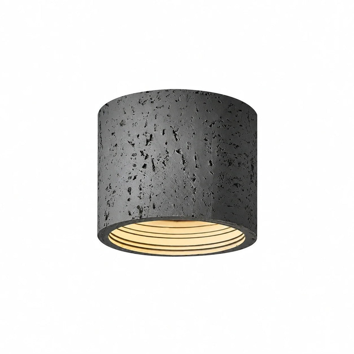 Travertine Effect Cylinder Ceiling Light Flush Mount - Ceiling Light Fixtures - Grey - Oak Soho