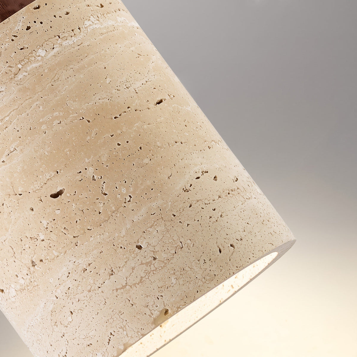Travertine Pendant Light with Wooden Top - Pendant Light Fixtures - Walnut - Oak Soho