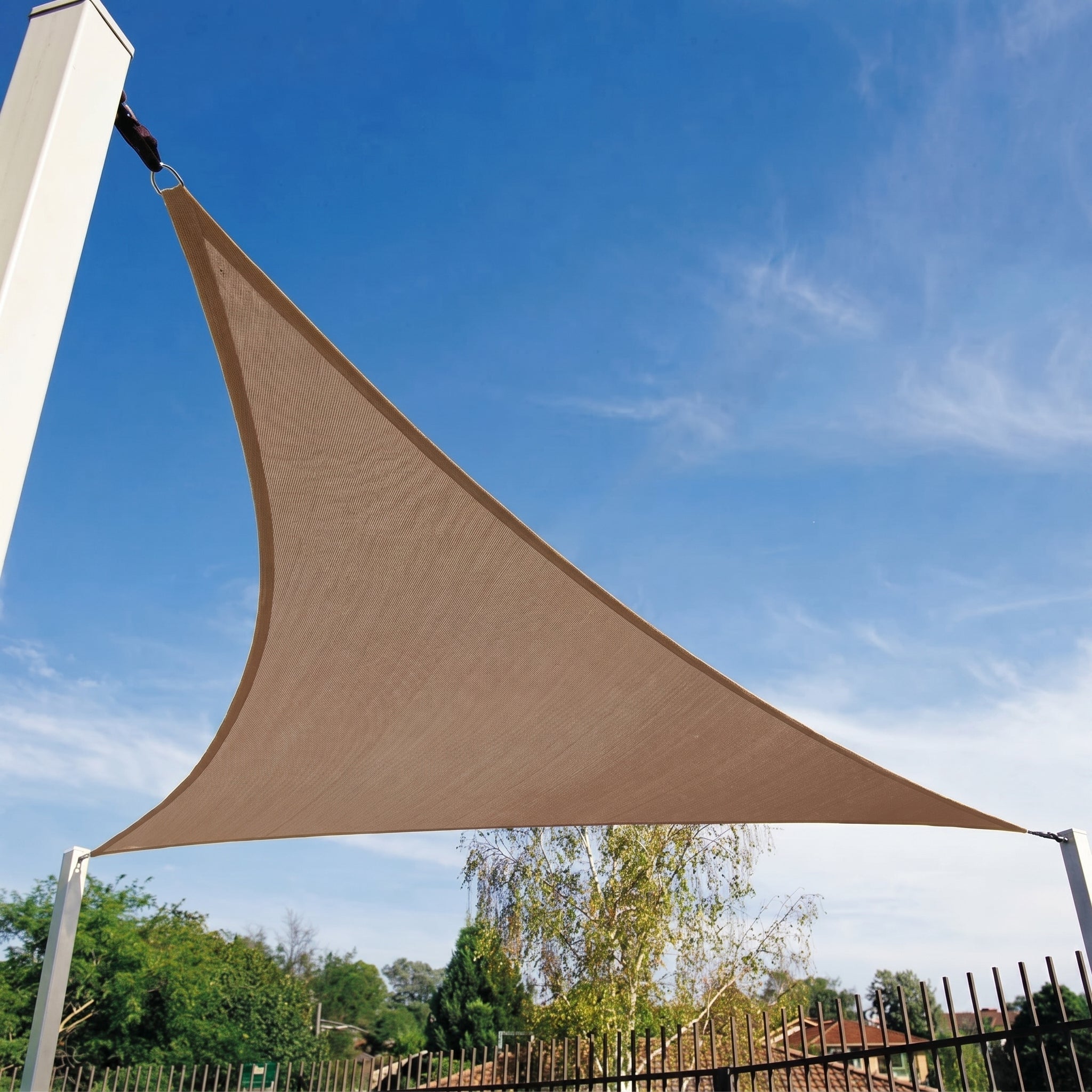 Triangular Waterproof Sun Shade Sail for Terrace and Pool - Sun Sail Shade - Khaki - Oaksoho