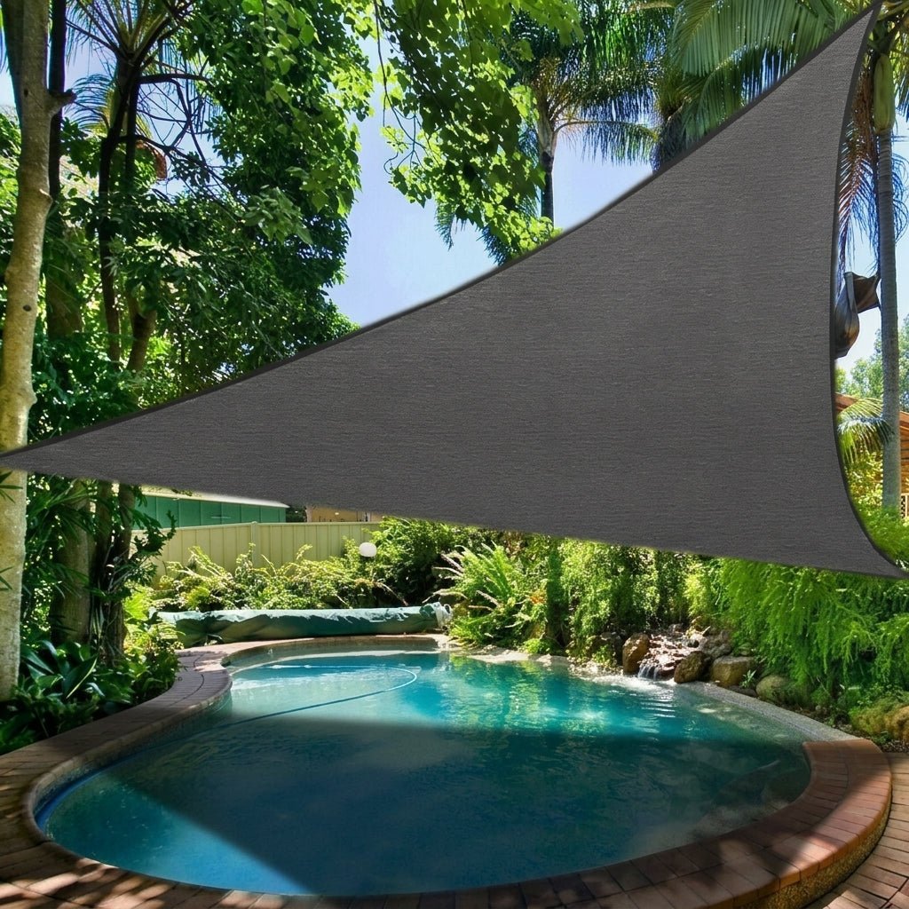 Triangular Waterproof Sun Shade Sail for Terrace and Pool - Sun Sail Shade - Grey - Oaksoho