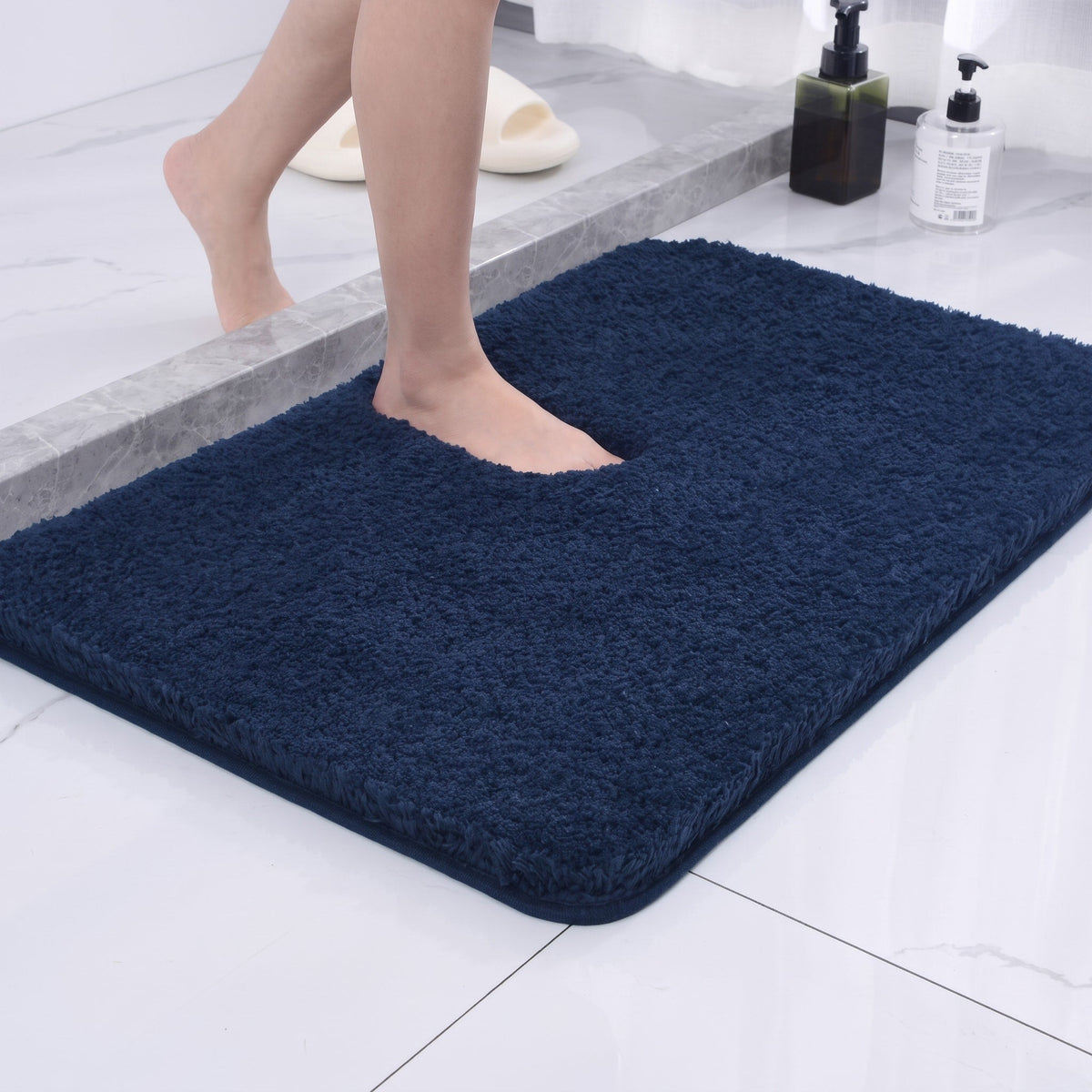 Ultra Soft Non-Slip Bathroom Mat Quick-Drying Plush Bath Rug - Bath Mats & Rugs - Blue - Oak Soho