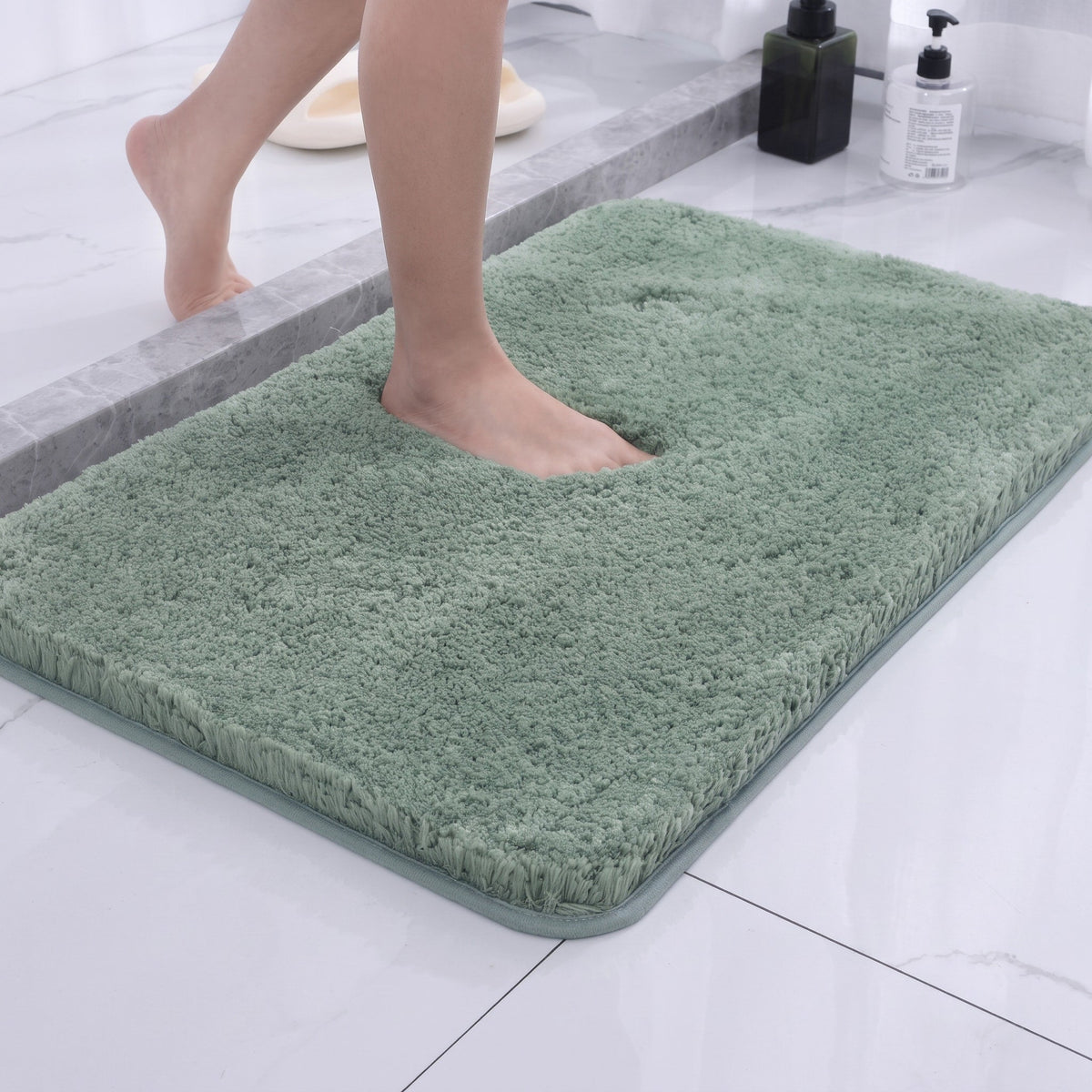 Ultra Soft Non-Slip Bathroom Mat Quick-Drying Plush Bath Rug - Bath Mats & Rugs - Green - Oak Soho