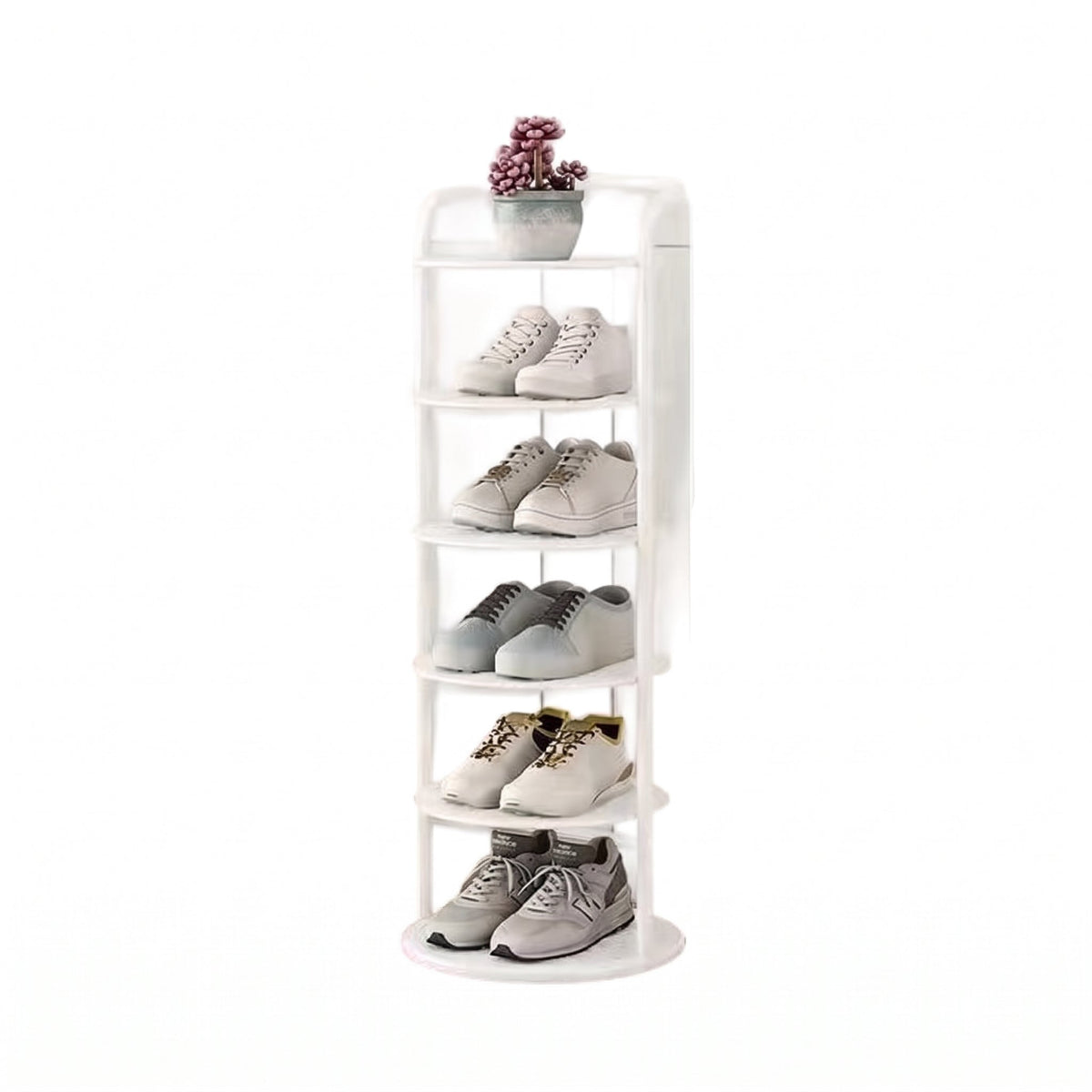 Vertical Round Open Tier Shoe Rack Entryway Storage - Shoe Racks - White - Oak Soho