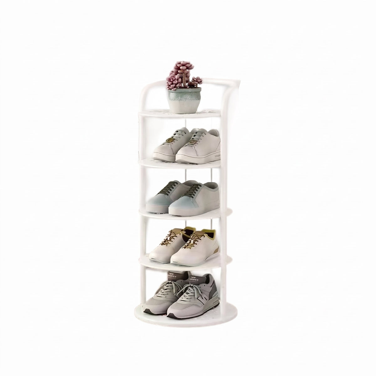 Vertical Round Open Tier Shoe Rack Entryway Storage - Shoe Racks - White - Oak Soho