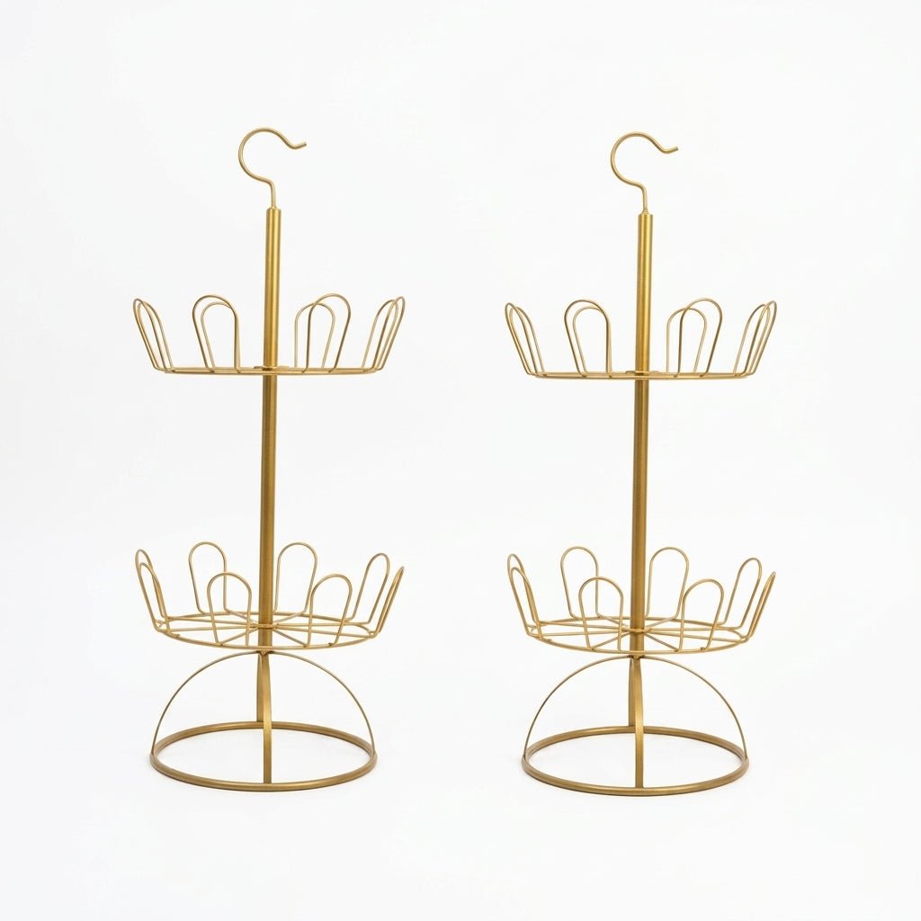 Vertical Shoe Rack Tower with Hanging Hook - Shoe Rack - Gold - Oaksoho