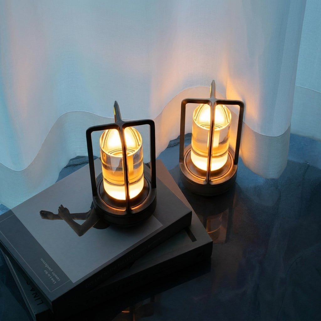 Vintage Portable Candlelight Lantern Table Lamp - Table Lamps - Gold - Oaksoho