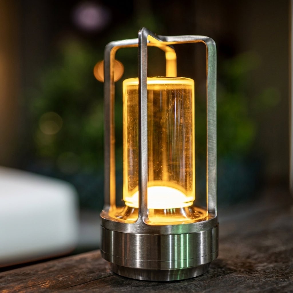 Vintage Portable Candlelight Lantern Table Lamp - Table Lamps - Silver - Oaksoho