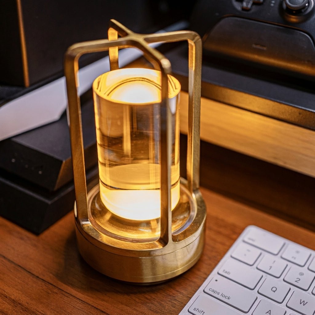 Vintage Portable Candlelight Lantern Table Lamp - Table Lamps - Gold - Oaksoho