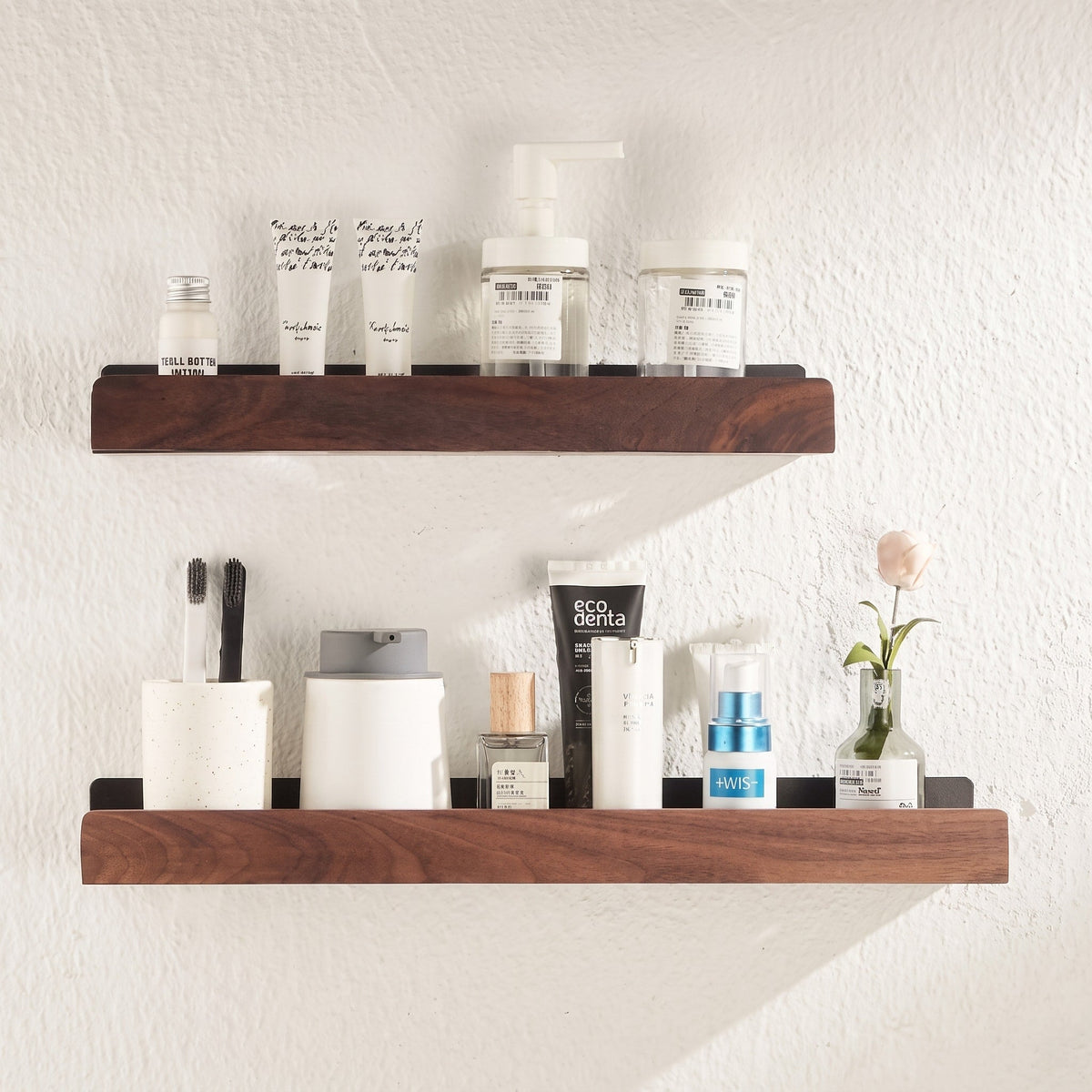 Wall Mounted Wood Shelf with Metal Bracket Storage Rack - Rack Wall Shelves & Ledges - Brown - Oak Soho