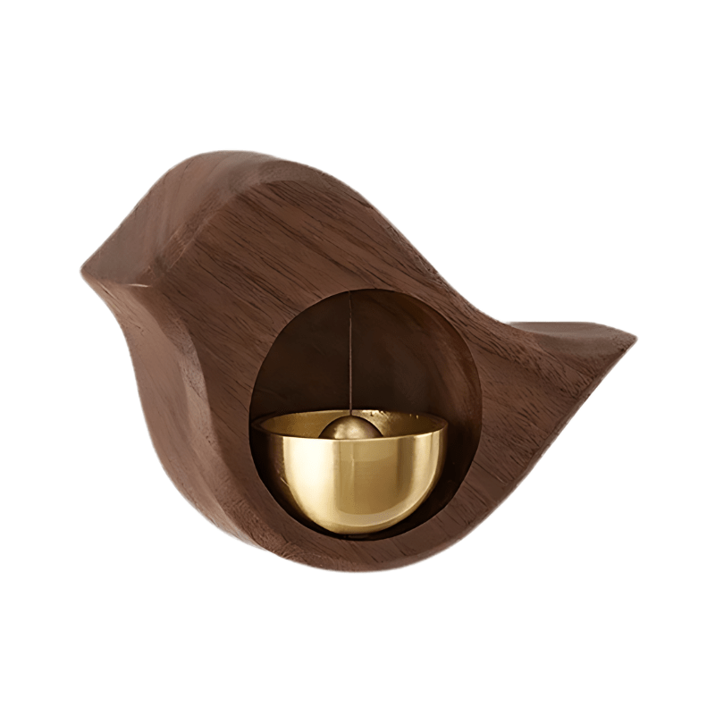 Wall-mounted Wooden Doorbell with Brass Insert - Wooden Doorbell - Bird - Oaksoho