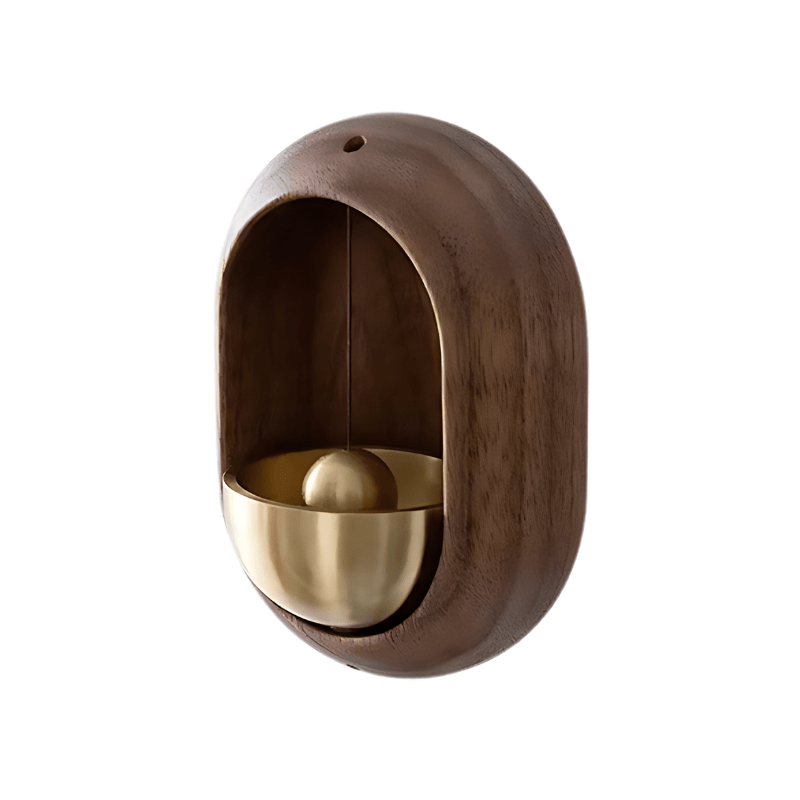 Wall-mounted Wooden Doorbell with Brass Insert - Wooden Doorbell - Oval - Oaksoho