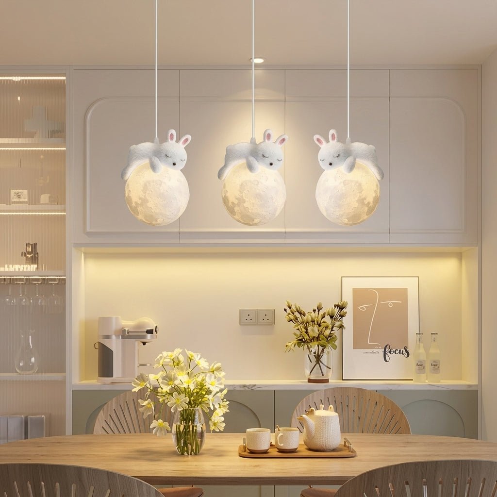 Warm Glow Cute Sleep Bear Moon Pendant Light - Pendant Light - Little Bear - Oaksoho
