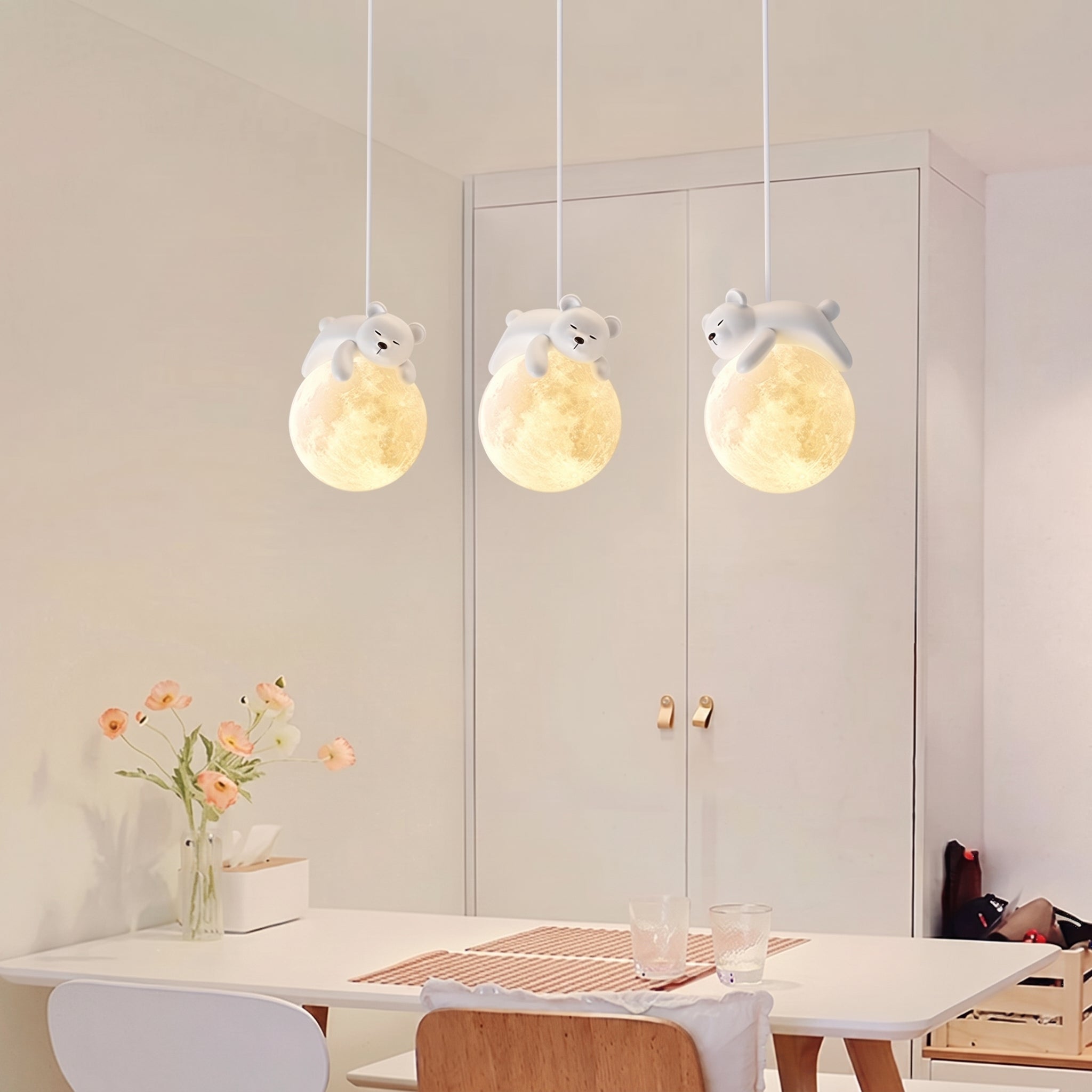 Warm Glow Cute Sleep Bear Moon Pendant Light - Pendant Light - Little Bear - Oaksoho