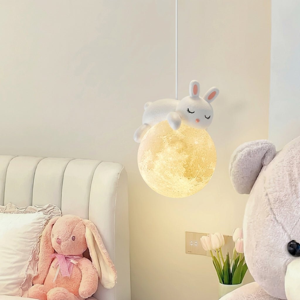 Warm Glow Cute Sleep Bear Moon Pendant Light - Pendant Light - Little Bear - Oaksoho
