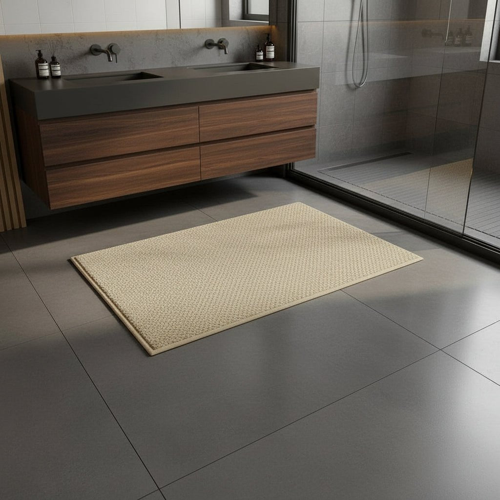 Washable Bath Mat with Textured Surface - Bath Mat - Beige - Oaksoho