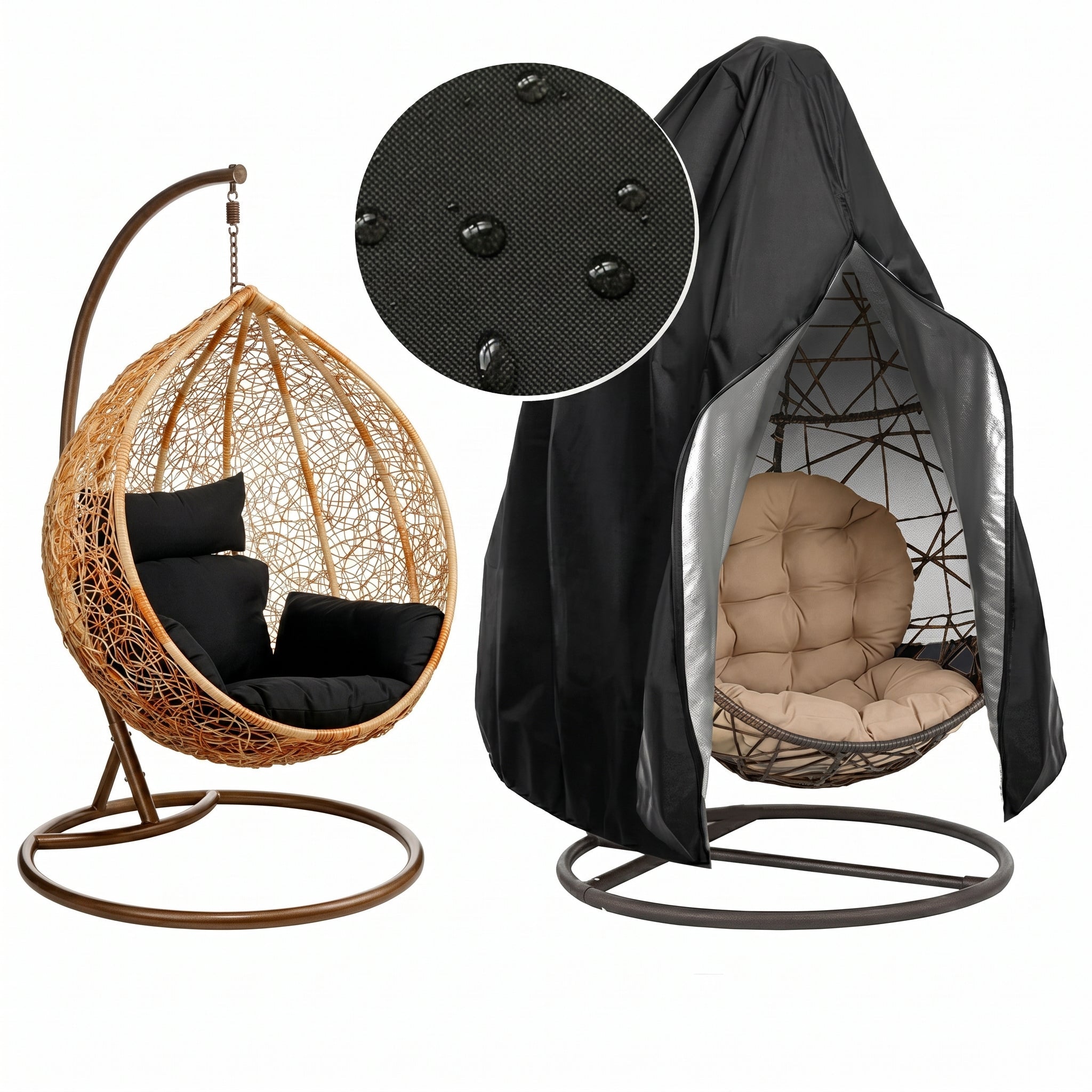 Waterproof Hanging Egg Chair Cover - Chair cover - Black - Oaksoho