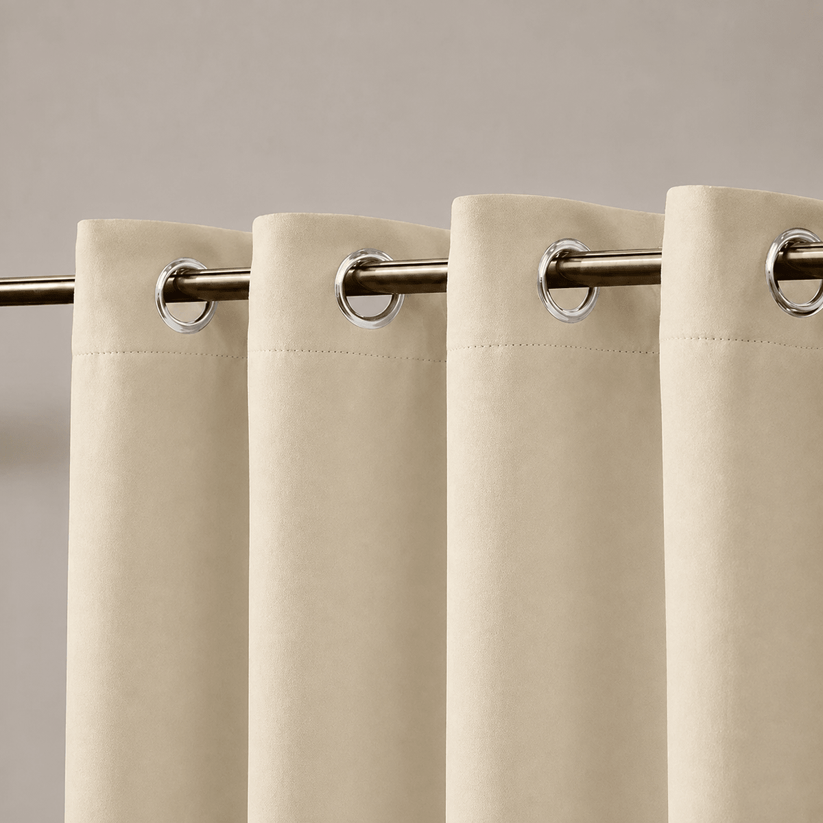 Waterproof Outdoor Blackout Curtains with Eyelets - Curtain & Drape Rings - Beige - Oaksoho