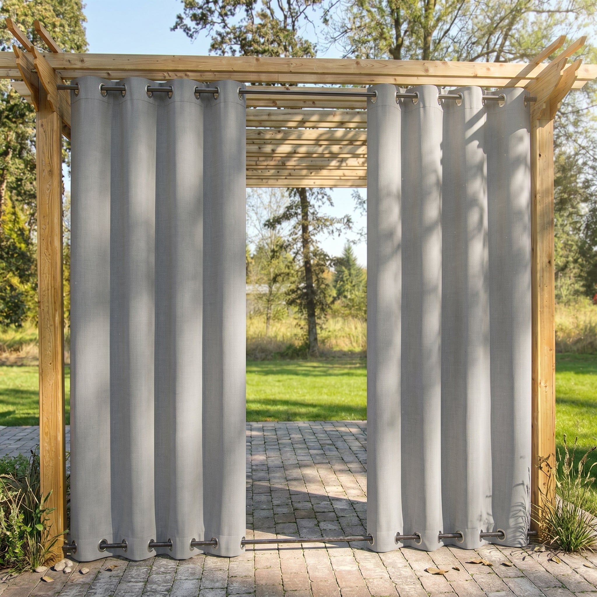 Waterproof Outdoor Blackout Curtains with Eyelets - Outdoor Curtain - Light Grey - Oaksoho