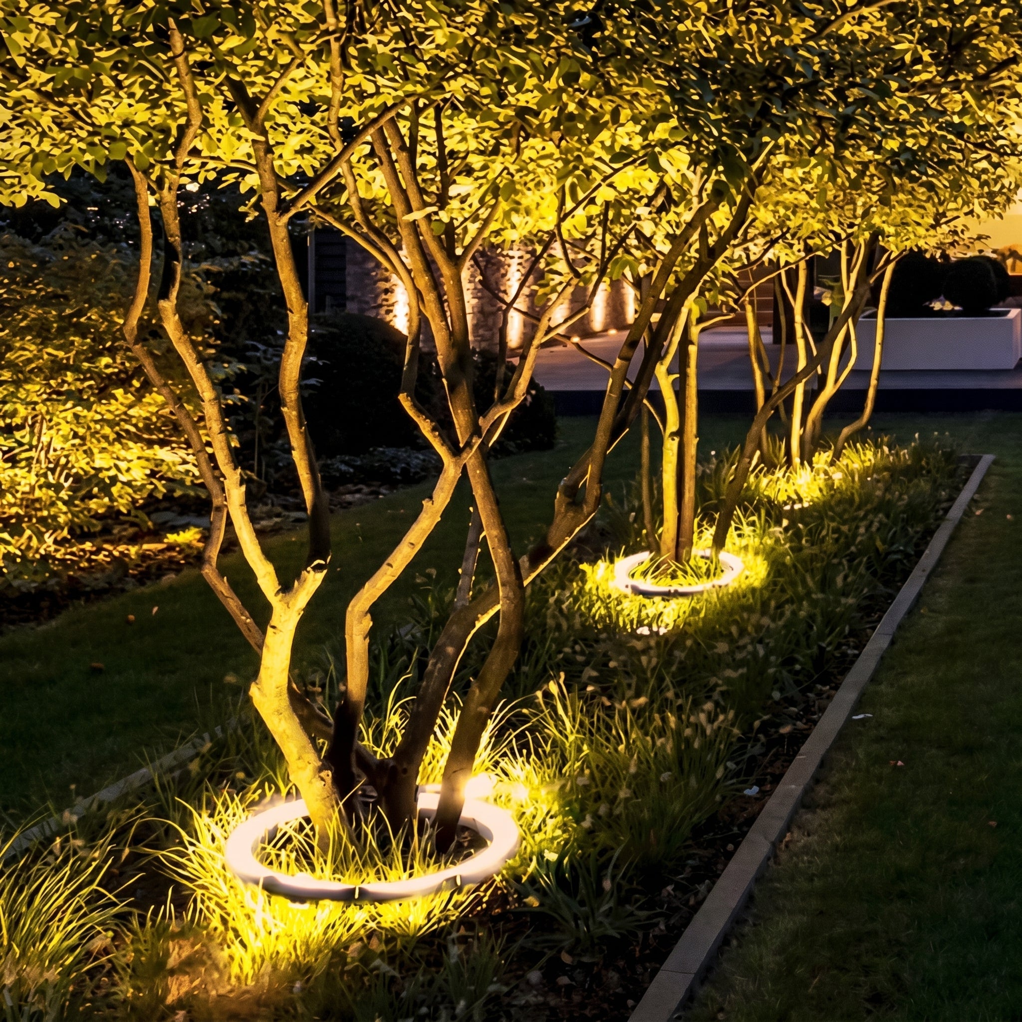 Waterproof Ring - Shaped LED Tree Spotlight with Ground Spikes - LED Tree Spotlight - 5 Groups – Ø 30.5x42.5 cm × H 7.5 cm - Oaksoho