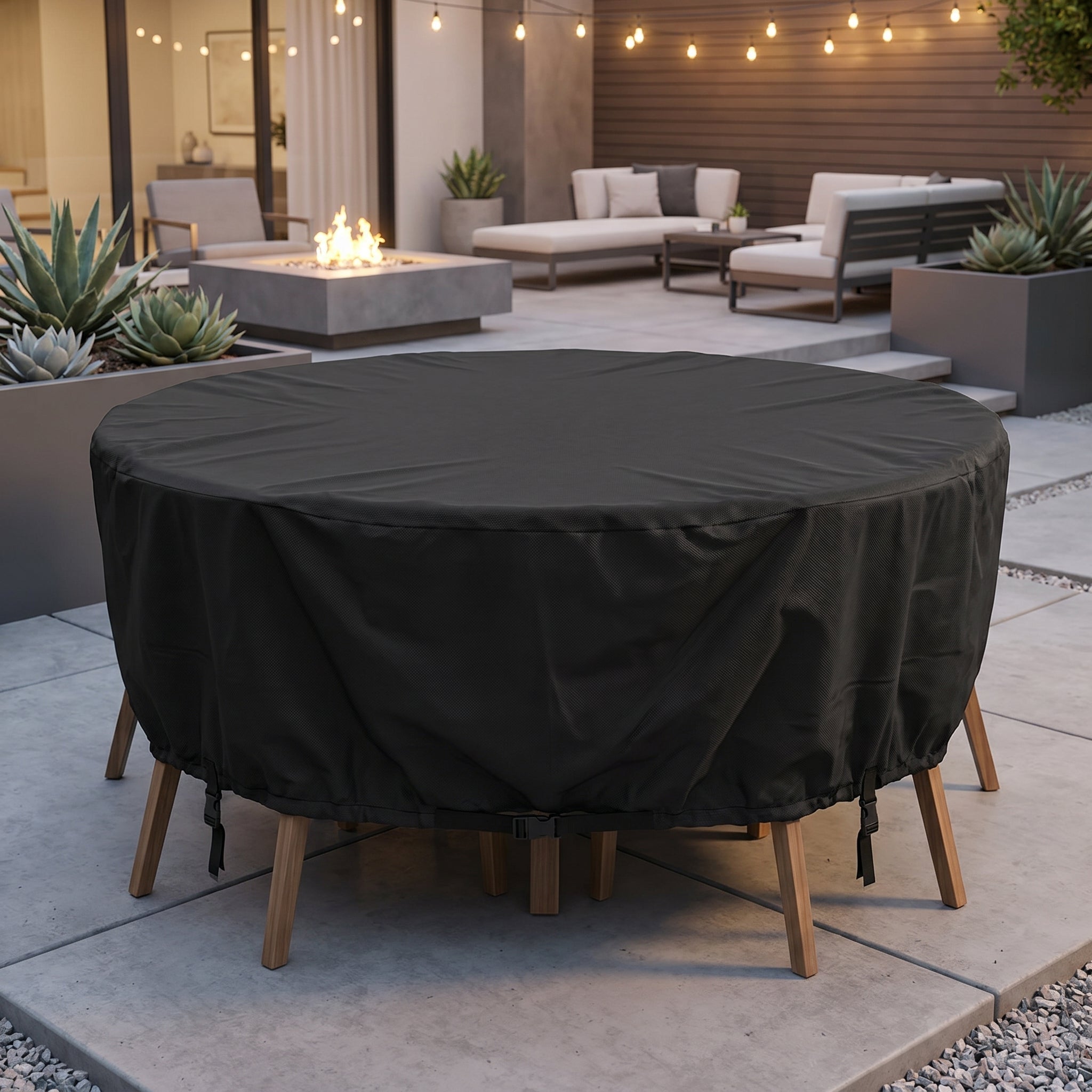 Waterproof Round Garden Furniture Cover - Furniture Cover - Black - Oaksoho