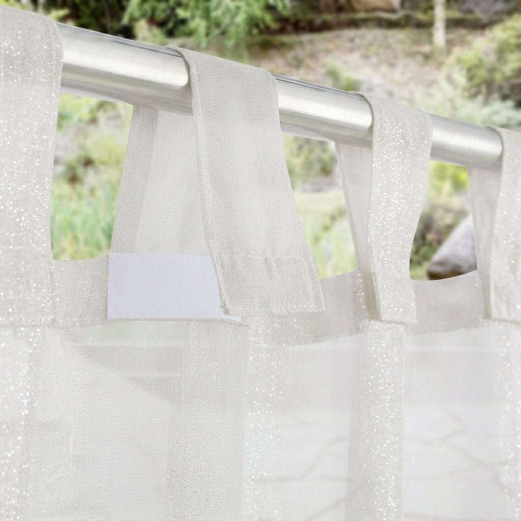 White Outdoor Sheer Curtain with Loops - Außenvorhänge - White - Oaksoho