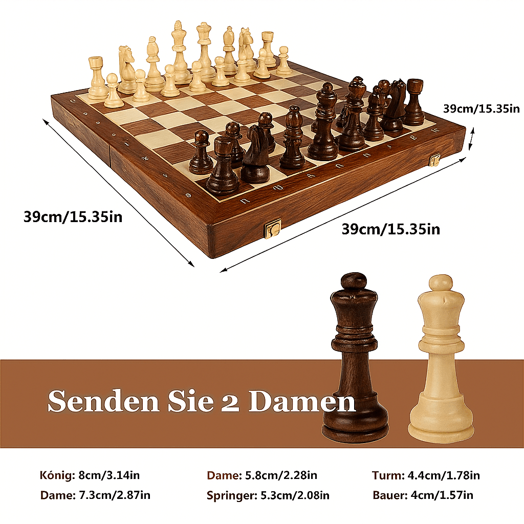 Wooden Chess Set Handmade with Storage Box - Chessboard - Oaksoho
