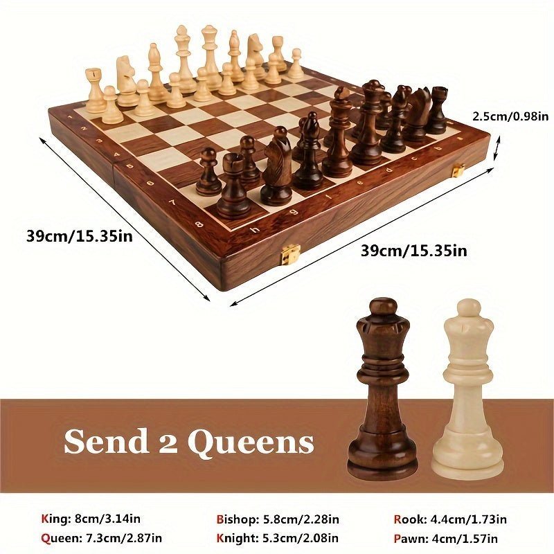 Wooden Chess Set Handmade with Storage Box - Chessboard - Oaksoho