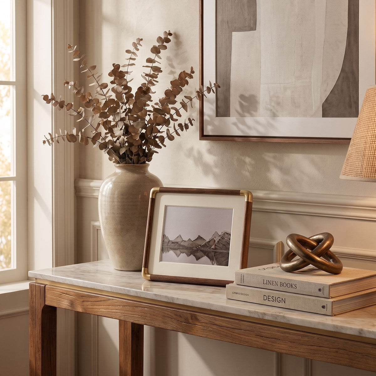 Wooden Photo Frame with Gold Corner Accents and Mount - Picture Frames - Black Walnut - Oak Soho