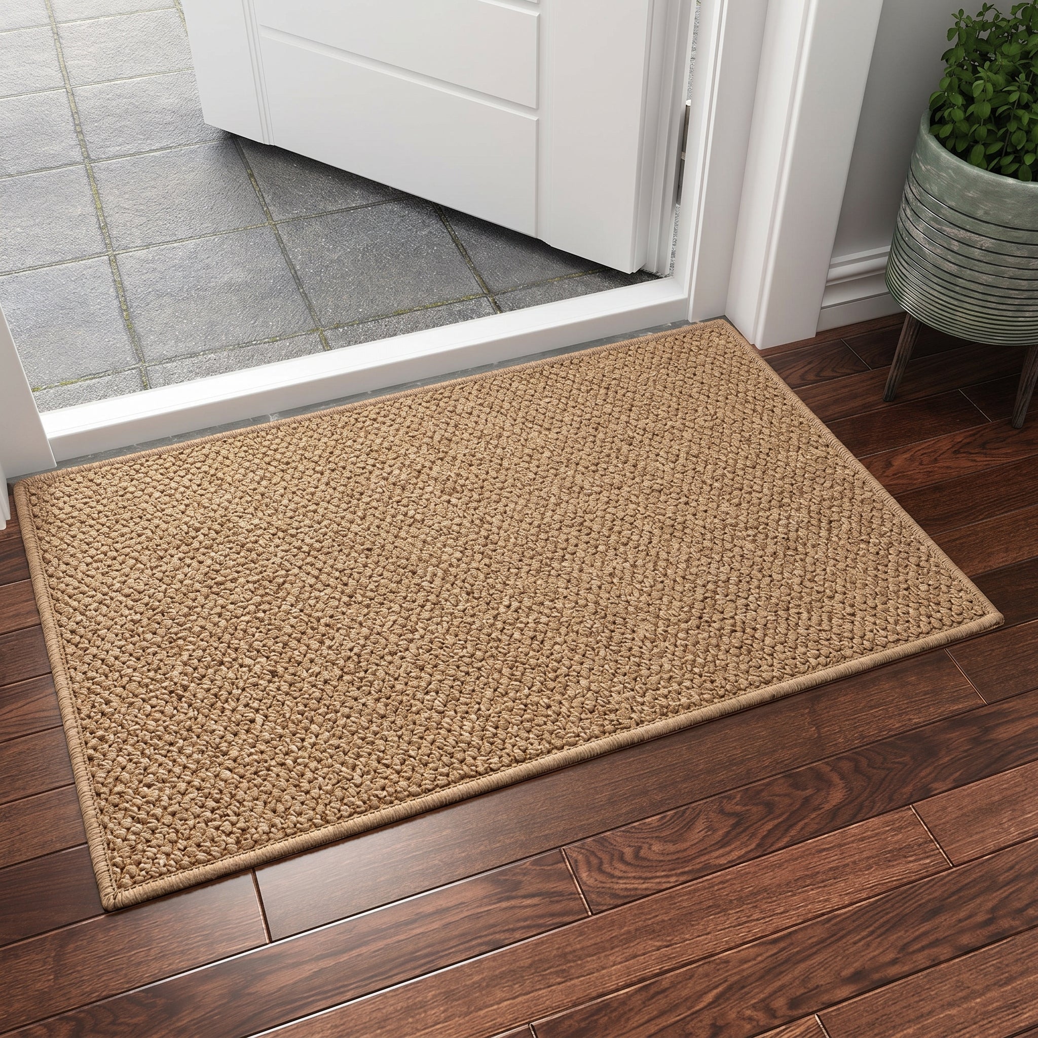 Woven Door Mat with Rubber Backing - Indoor floor mats - Camel - Oaksoho