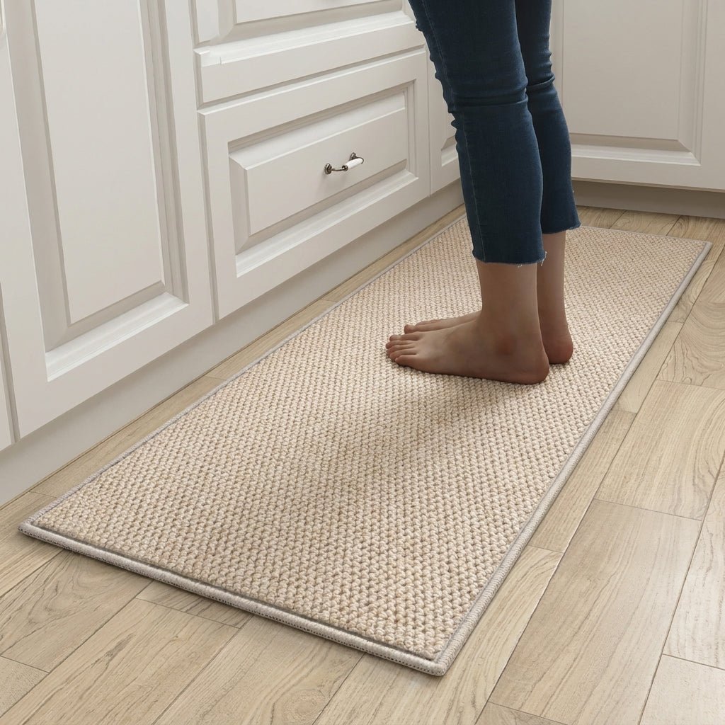 Woven Door Mat with Rubber Backing - Indoor floor mats - Beige - Oaksoho