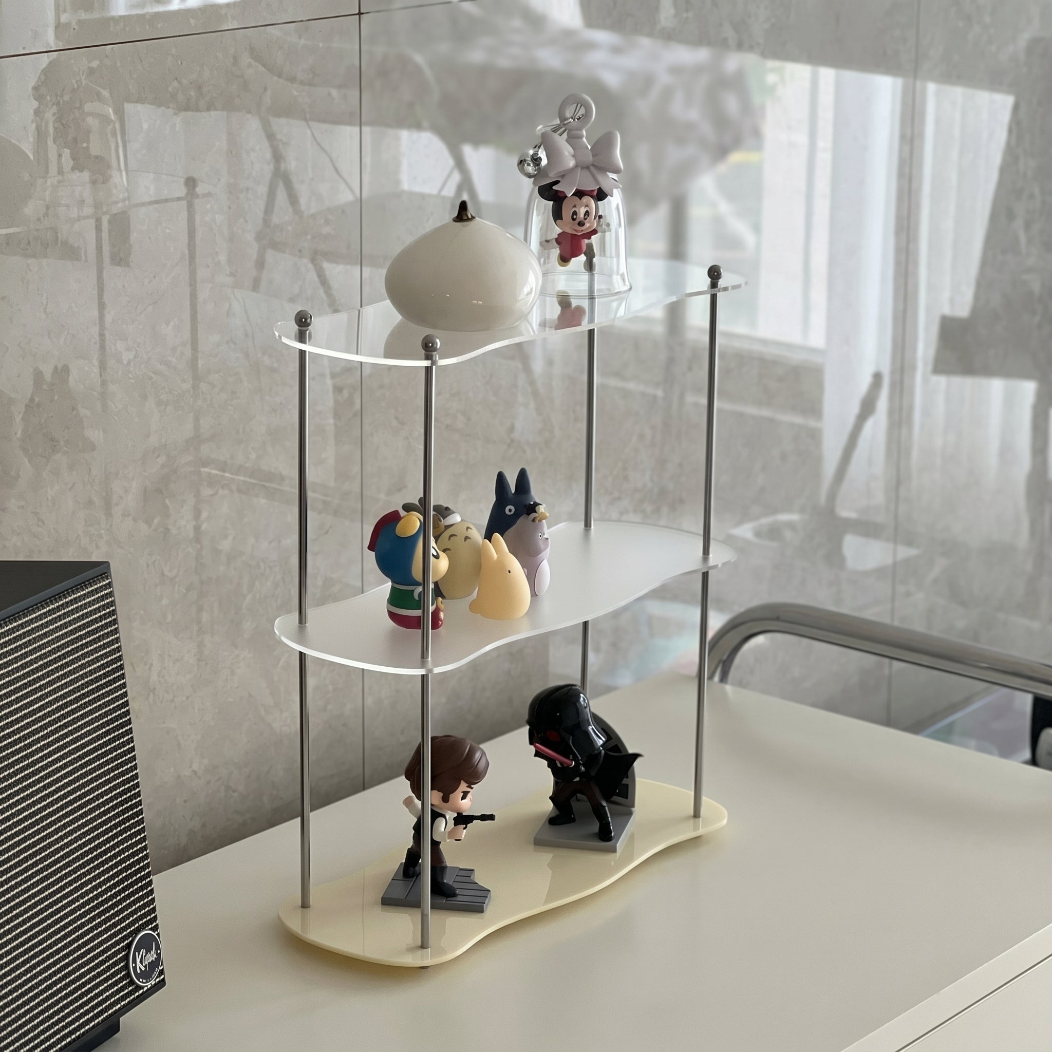 2-Tier Desk Organiser with Curved Shelf - Desk Organiser - Cream - Oaksoho