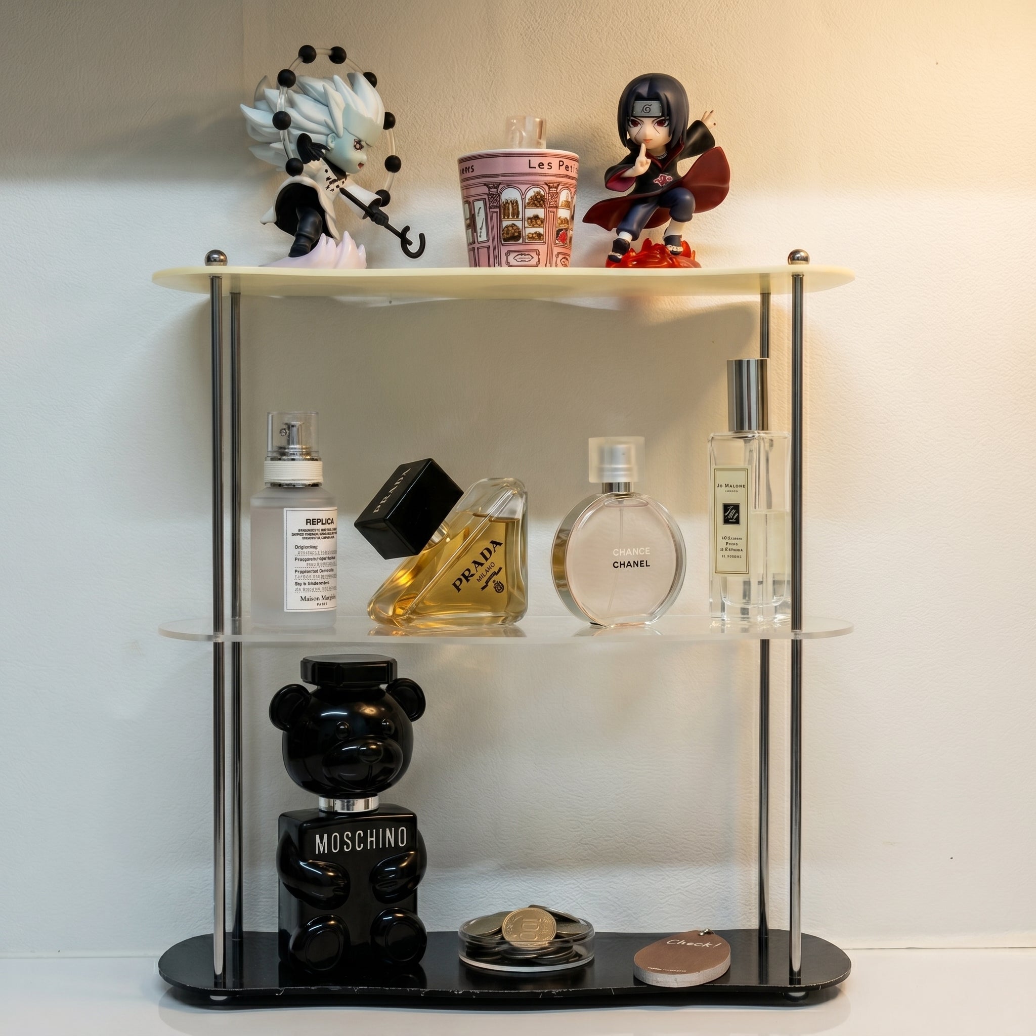 2-Tier Desk Organiser with Curved Shelf - Desk Organiser - Transparent - Oaksoho