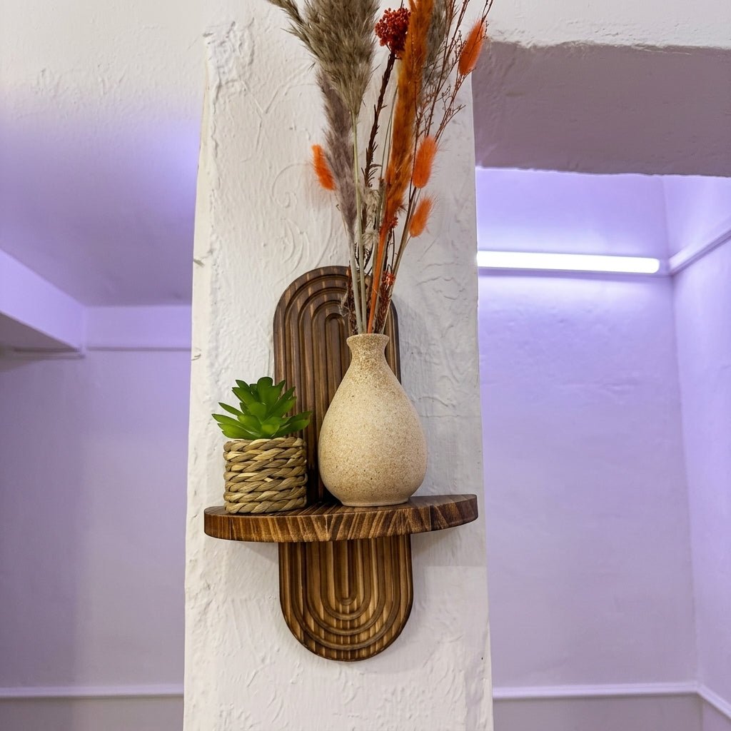 2pcs Wall Shelf Wood with Curved Grooved Back Floating - Wall Shelf - Oaksoho