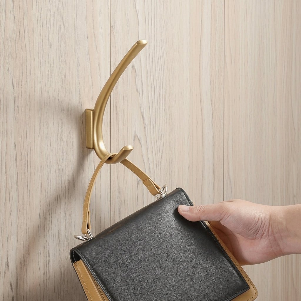 3-Piece Set Brushed Gold Curved Wall Hooks - Wall Hooks - Oaksoho
