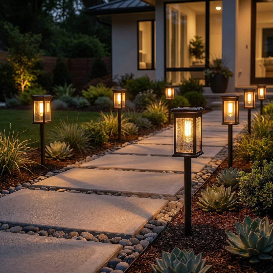 3 - Piece Solar Path Lights in Lantern Design - Solar Path Lights - Oaksoho