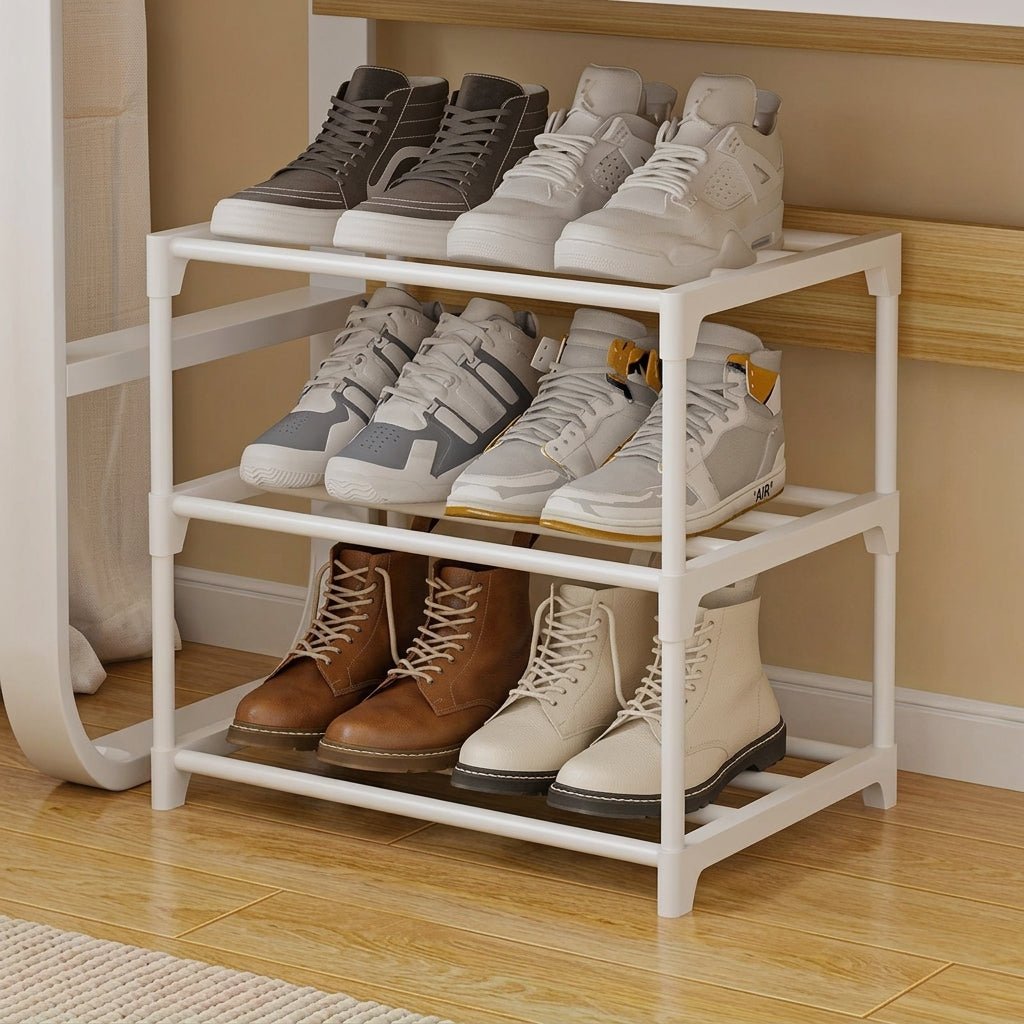 3-Tier Shoe Rack with Open Shelf Storage Design - Shoe Rack - White - Oaksoho