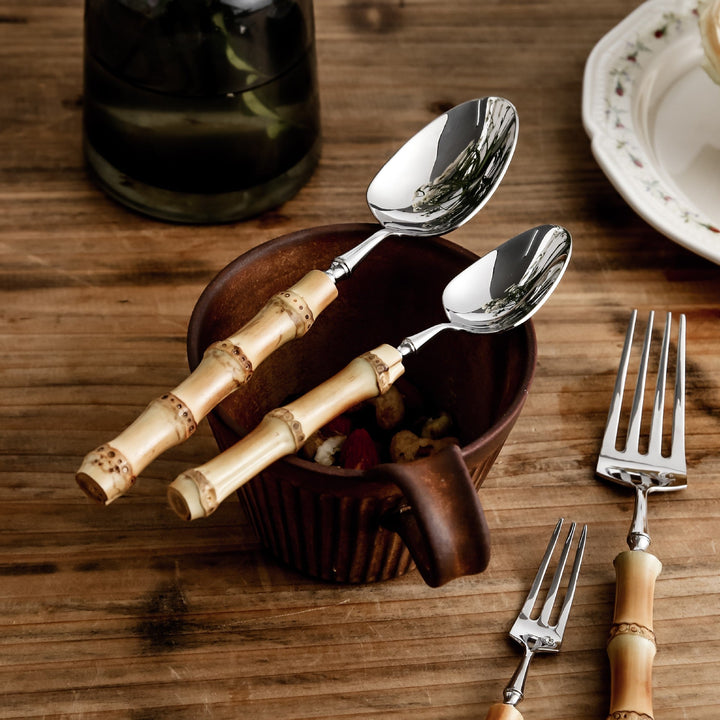 5 - piece Cutlery Set with Bamboo Handle - Cutlery Set - 5 - Piece Set - Oaksoho