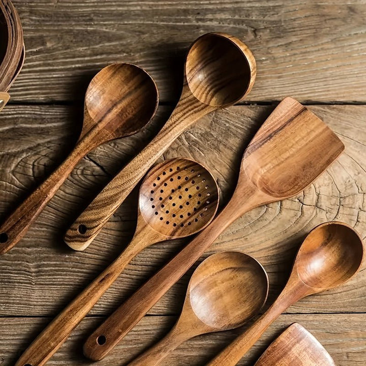 5 - piece Kitchen Utensil Set made of Natural Wood for Kitchen - Kitchen Utensil Set - 5 pieces - Oaksoho