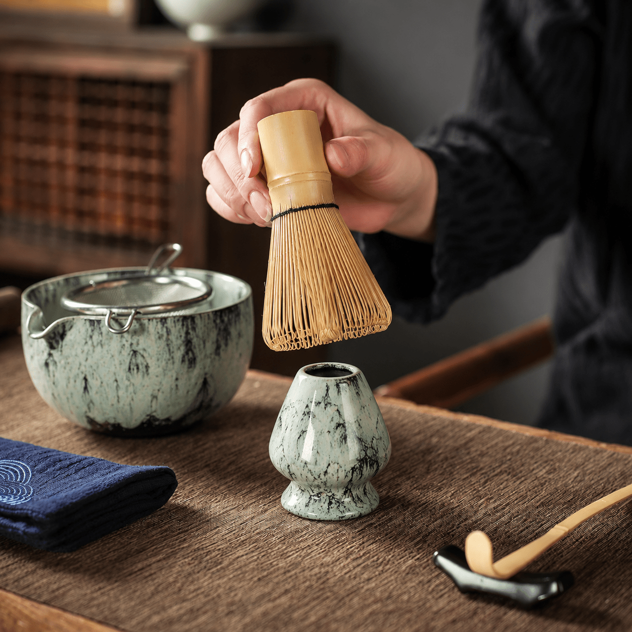 6-Piece Japanese Matcha Tea Set with Ceramic Bowl - Matcha-Set - Pink - Oaksoho